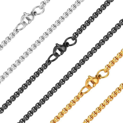 925 Stainless Steel Multicolor Pearl Box Chain Necklace Unisex KK Labib