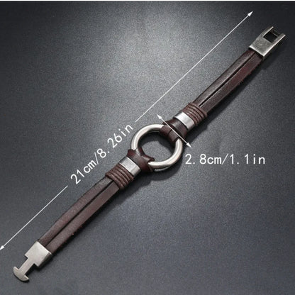 Men Leather Bracelet Braided Wristband Bangle Punk Surfer Wrap Jewelry Gift UK