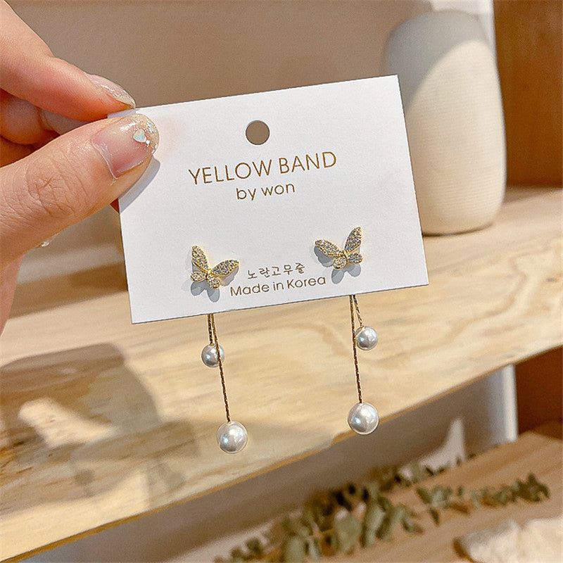 Hanging Tassel Drop Stud Earrings