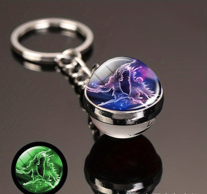 Luminous Glass Ball Zodiac Keychain