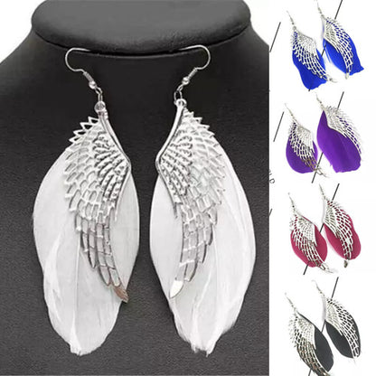 Angel Wings Dangle Drop Feather Earrings