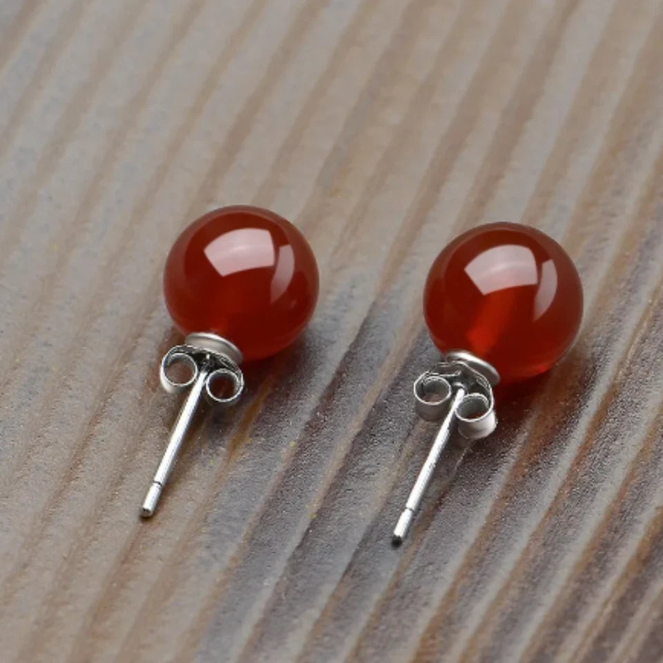 Natural Jade Gemstone Stud Earrings