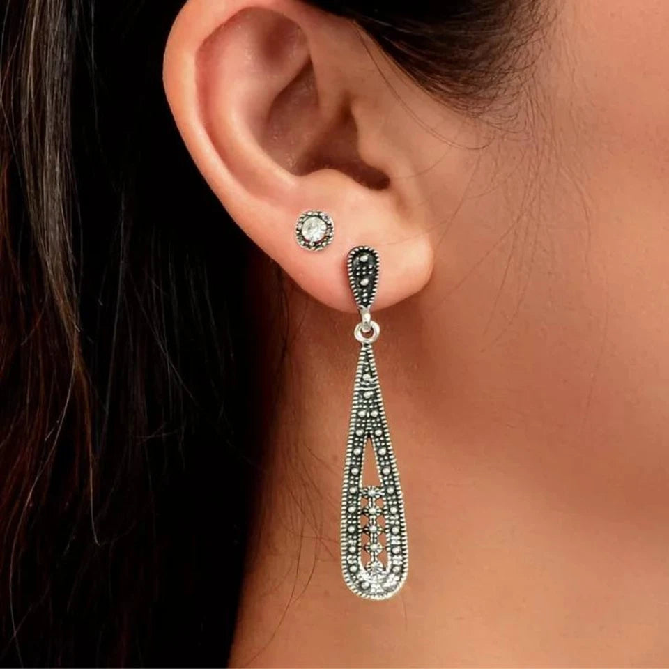 4 Pairs Women Bohemia Long Crystal Earring Set