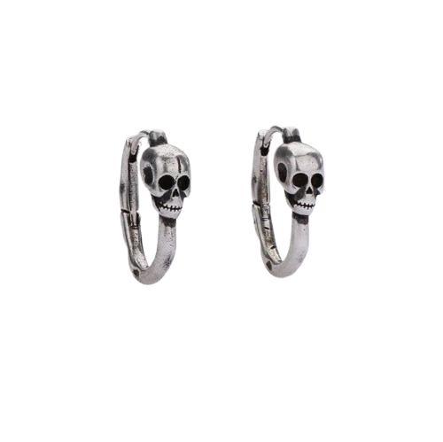 Silver Skull Head Fashion Stud Earrings