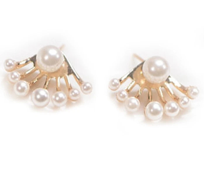 25 Sterling Solid Silver Dual Pearl Ear Stud Earrings Drop Dangle Women Gift UK