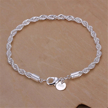 NEW Italian Style 925 Sterling Silver Twisted Rope Necklace Bracelet
