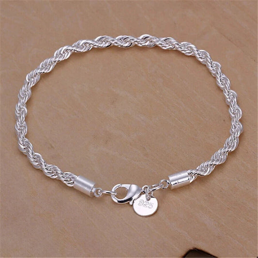 NEW Italian Style 925 Sterling Silver Twisted Rope Necklace Bracelet