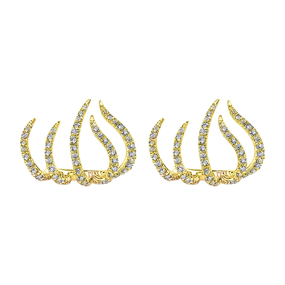 Claw CZ Cuff Stud Earrings