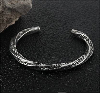 Silver Twisted Braided Cuff Bracelet