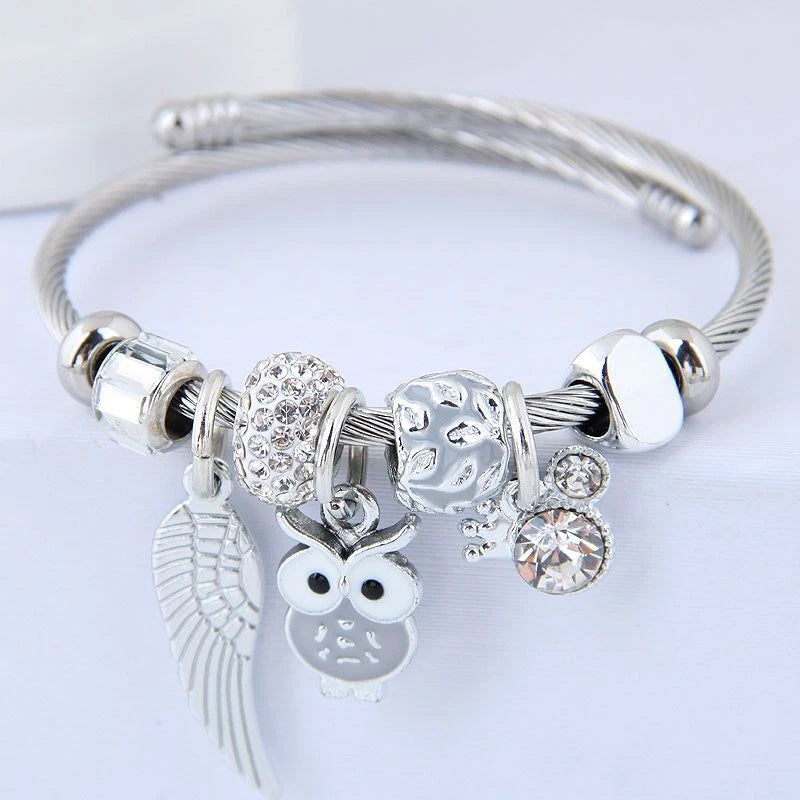 Beaded Owl Angel Bracelet
