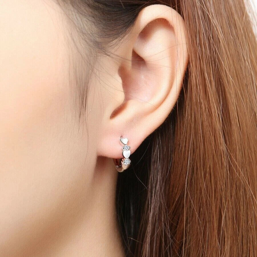 Double Heart Magnetic Clip Ear Studs