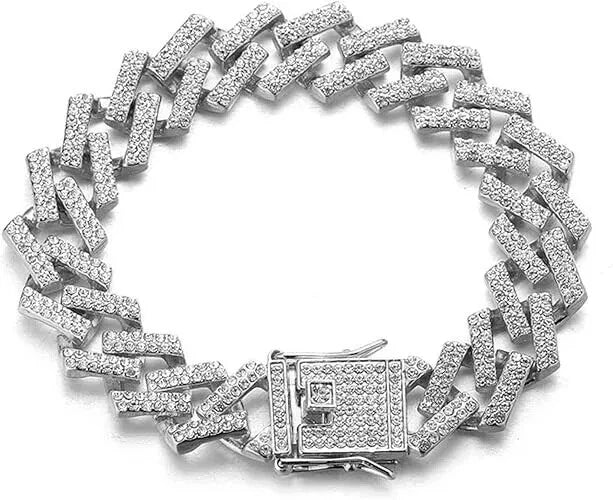 Miami Rhinestone Iced Cuban Link Chain Bracelet
