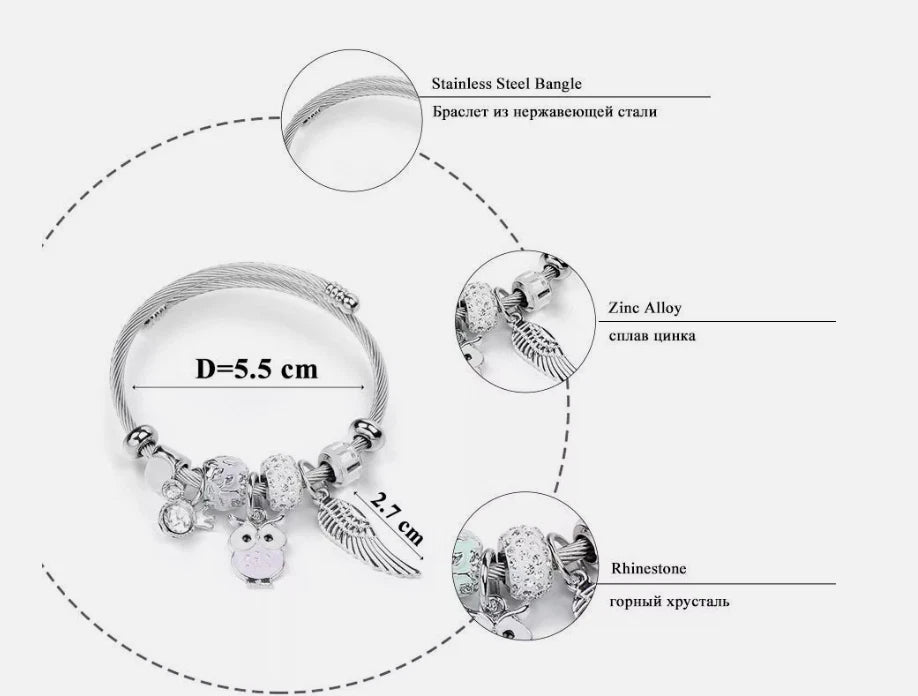 Beaded Owl Angel Bracelet