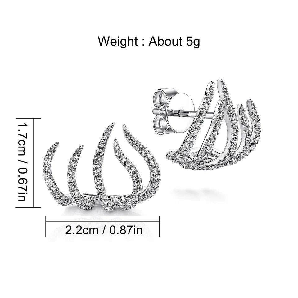 Claw CZ Cuff Stud Earrings