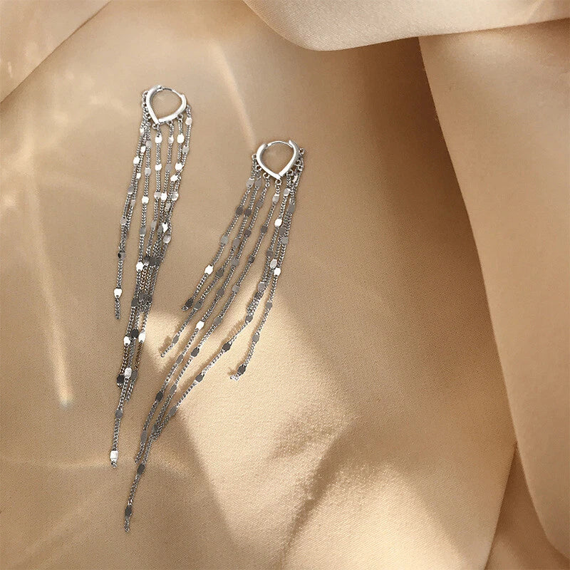 Long Chain Tassel Drop Dangle Earrings