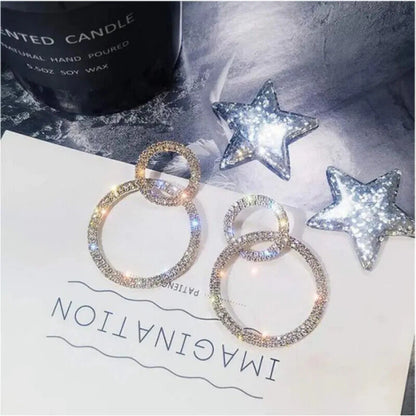 Interlocking Double Circle Stud Drop Earrings