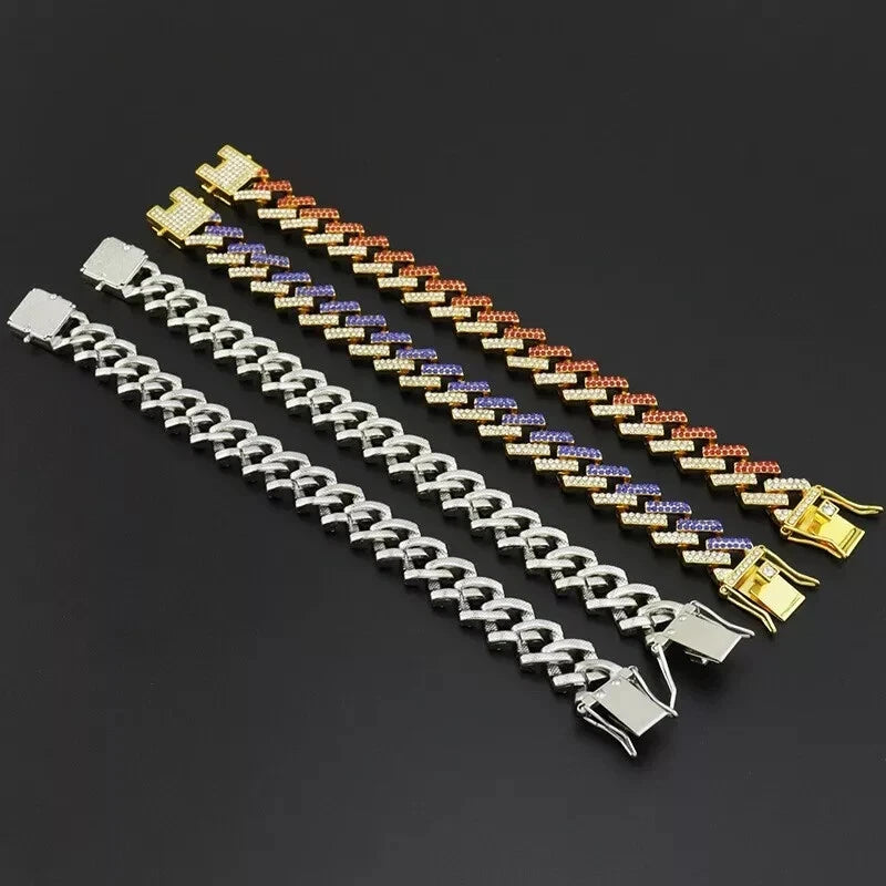 Miami Rhinestone Iced Cuban Link Chain Bracelet