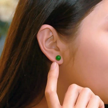 100% Natural Jade Stud Earrings Gemstone Crystal Copper Silver Plated Needle UK