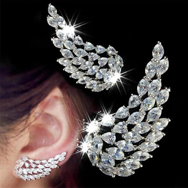 Angel Wings Cubic Zirconia Stud Earring