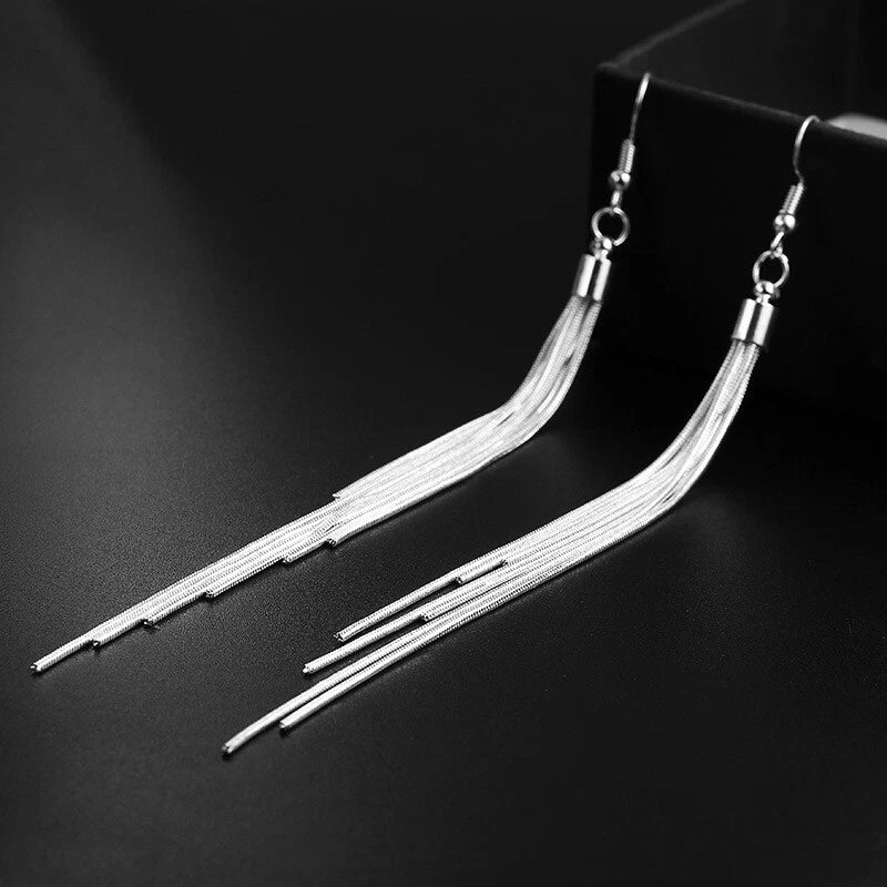 Long Chain Tassel Drop Dangle Earrings