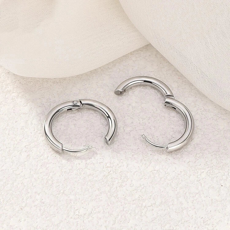Thick Huggie Earrings 2.5mm Hoops Surgical Stainless Steel Pair 8mm - 16mm UK