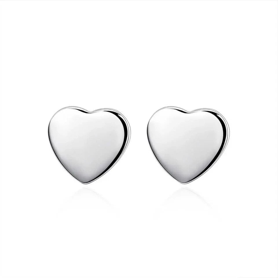 925 Sterling Silver Stunning Heart Stud Earrings Womens Girls Jewellery Gift UK