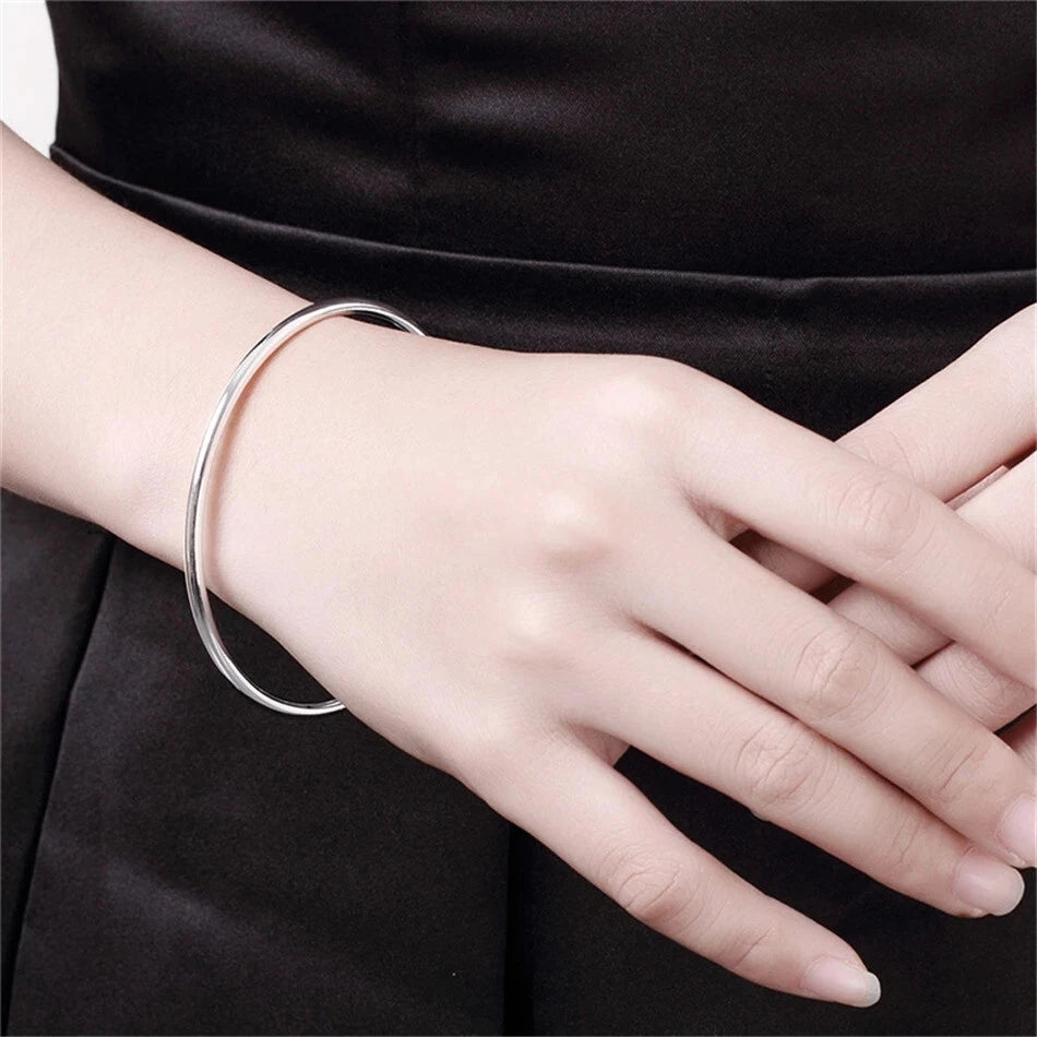 Silver Filled Solid Cuff Bangle bracelet