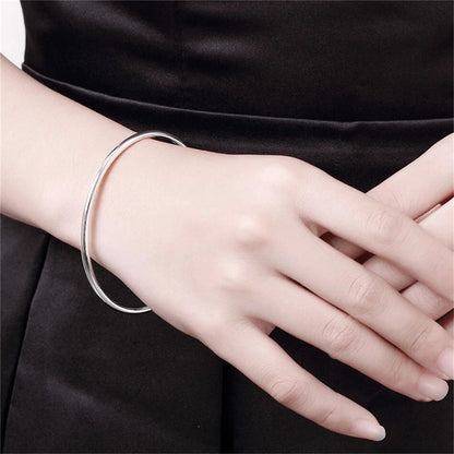 Silver Filled Solid Cuff Bangle bracelet