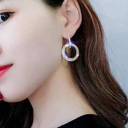 Interlocking Double Circle Stud Drop Earrings