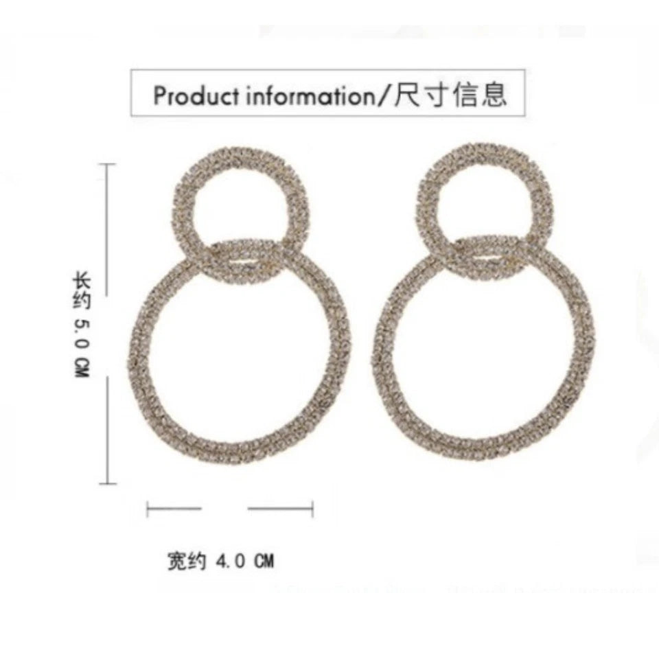 Interlocking Double Circle Stud Drop Earrings