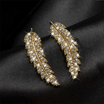 Cubic Zircon Crystal Leaf Stud Earrings Silver Gold Women Girl Jewellery Gift UK