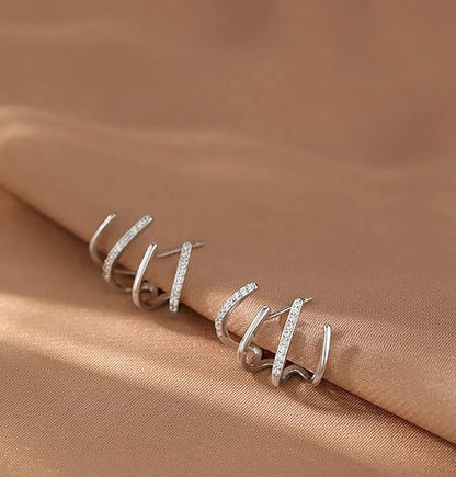 Claw Earrings Cuff CZ Stud 14k Gold Over 925 Silver Piercing Wrap Stud Jewelry