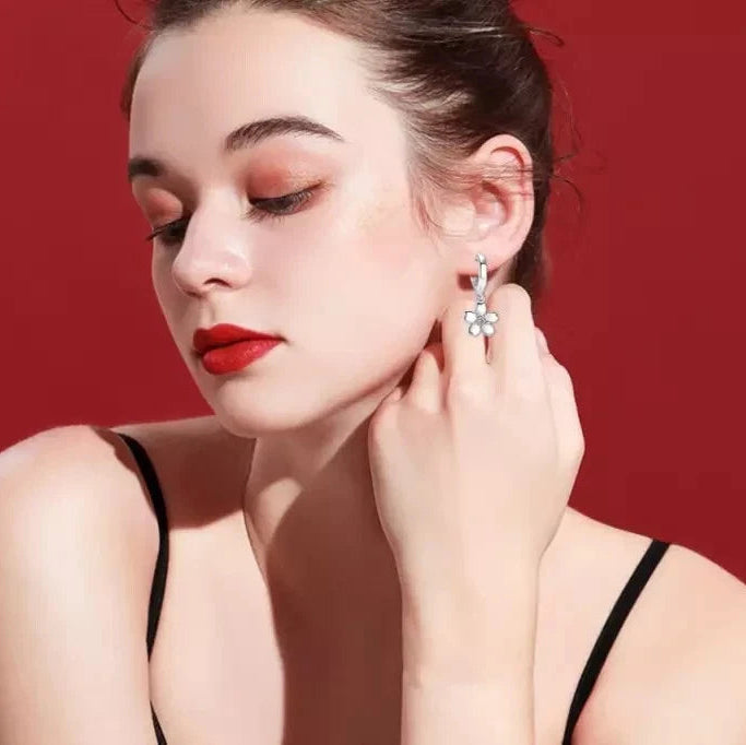 925 Sterling Silver Drop Dangle Earrings Simple Zircon Crystal Women Jewellry