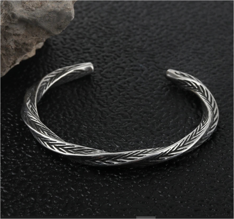 Silver Twisted Braided Cuff Bracelet