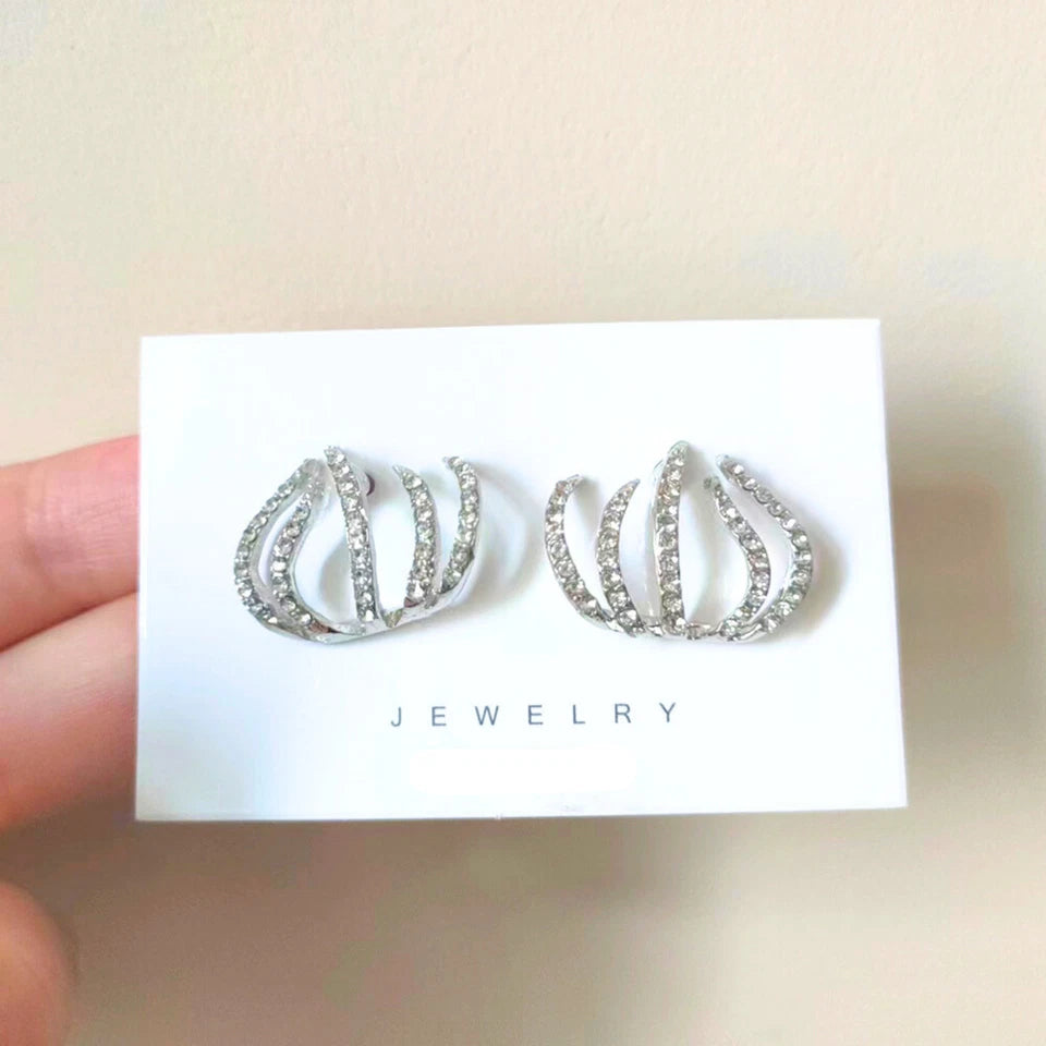 Claw CZ Cuff Stud Earrings