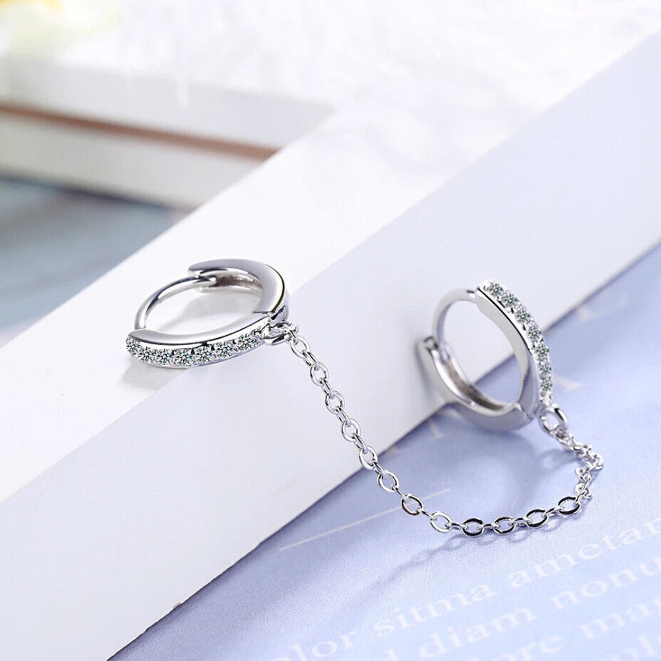 Double Hoop Huggie Rhinestone Earring
