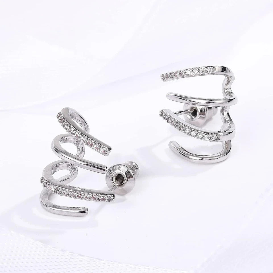 Four Claw Plain Diamond Earrings