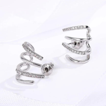 Four Claw Plain Diamond Earrings