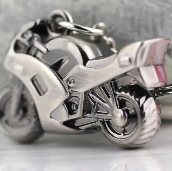 3D Motorcycle Keychain Classic Stainless Steel Simulation Model Motorbike Ring