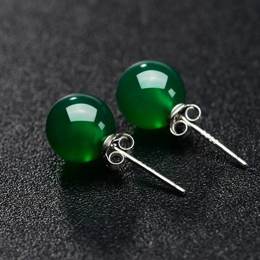 Natural Jade Gemstone Stud Earrings