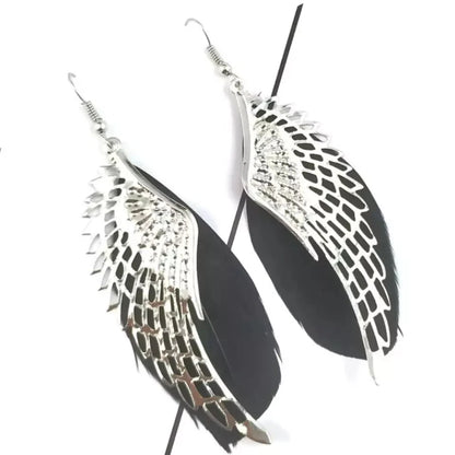 925 Sterling Silver Angel Wings Dangle Drop Feather Earrings Women Jewelry Gift