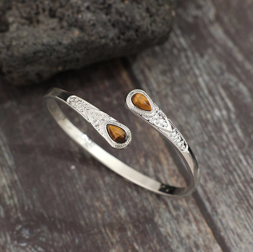 Vintage Open Cuff Stone Bangle KK Labib