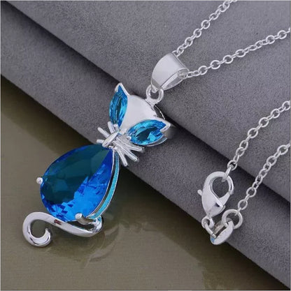 Crystal Cat Pendant Necklace