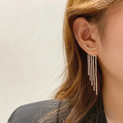 Long Chain Tassel Drop Dangle Earrings