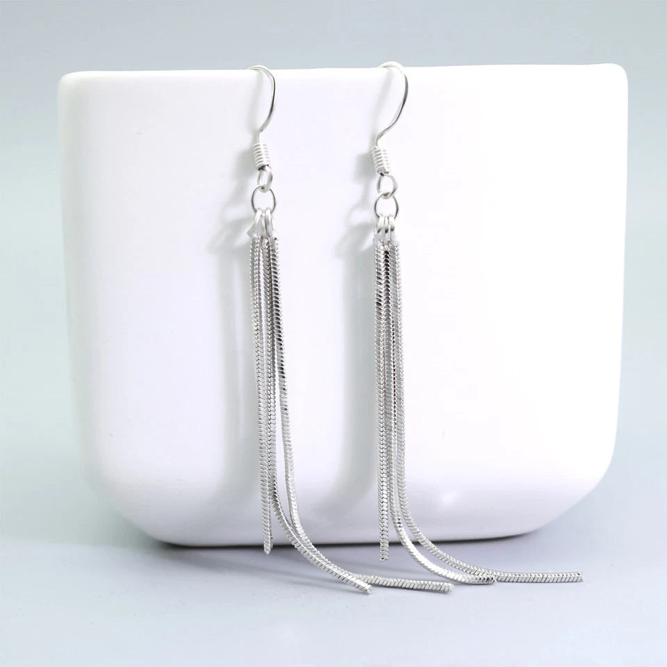 Long Chain Tassel Drop Dangle Earrings