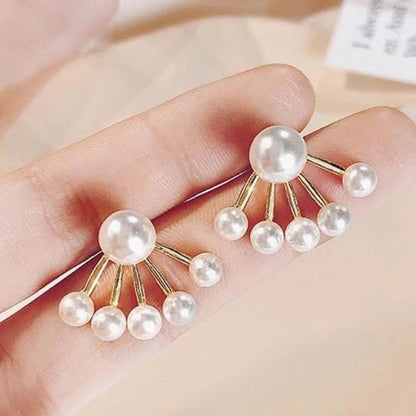 25 Sterling Solid Silver Dual Pearl Ear Stud Earrings Drop Dangle Women Gift UK