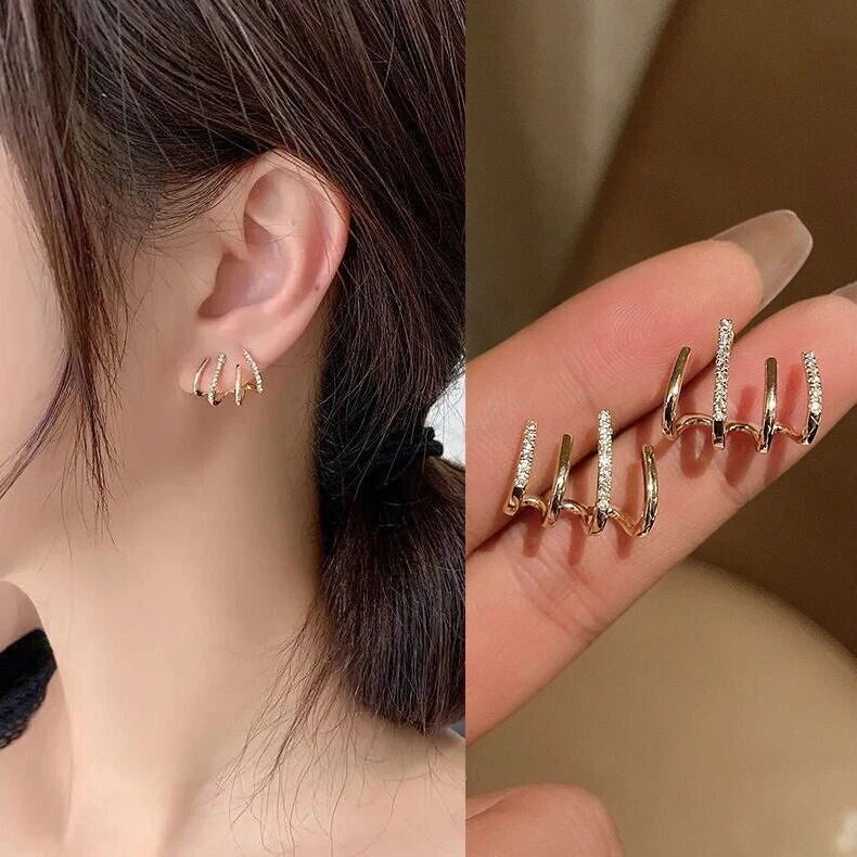 Four Claw Plain Diamond Earrings