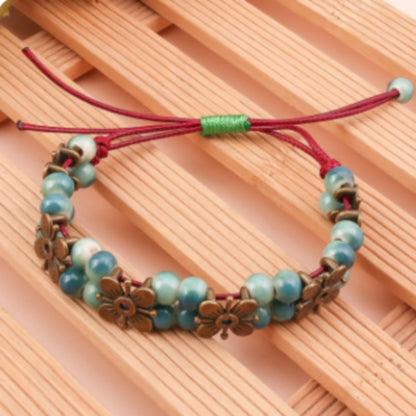 Ceramic Four-leaf clover Ethnic Bracelet