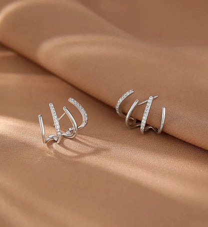 Four Claw Plain Diamond Earrings