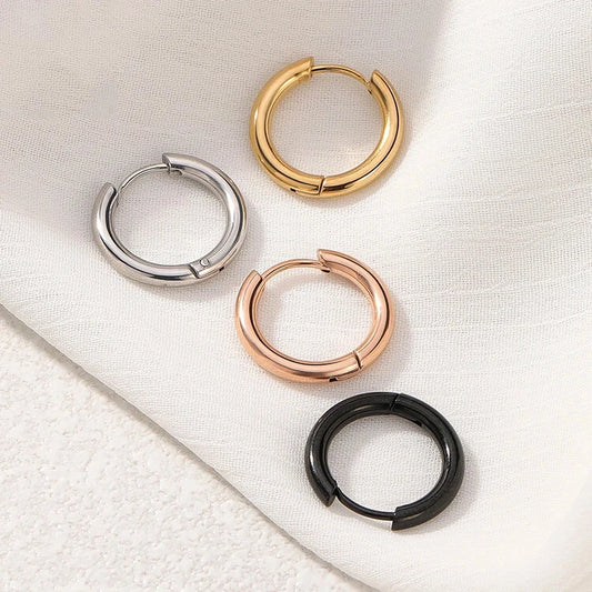 Thick Huggie Earrings 2.5mm Hoops Surgical Stainless Steel Pair 8mm - 16mm UK